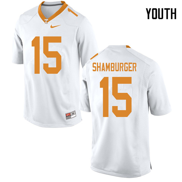 Youth #15 Shawn Shamburger Tennessee Volunteers College Football Jerseys Sale-White - Click Image to Close